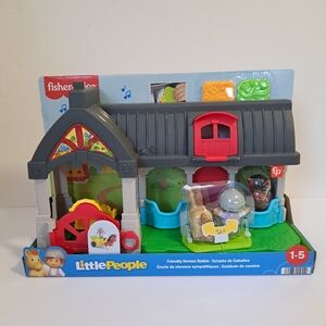 Fisher-Price Little People Toddler Toy Friendly Horses Stable Playset with Sound